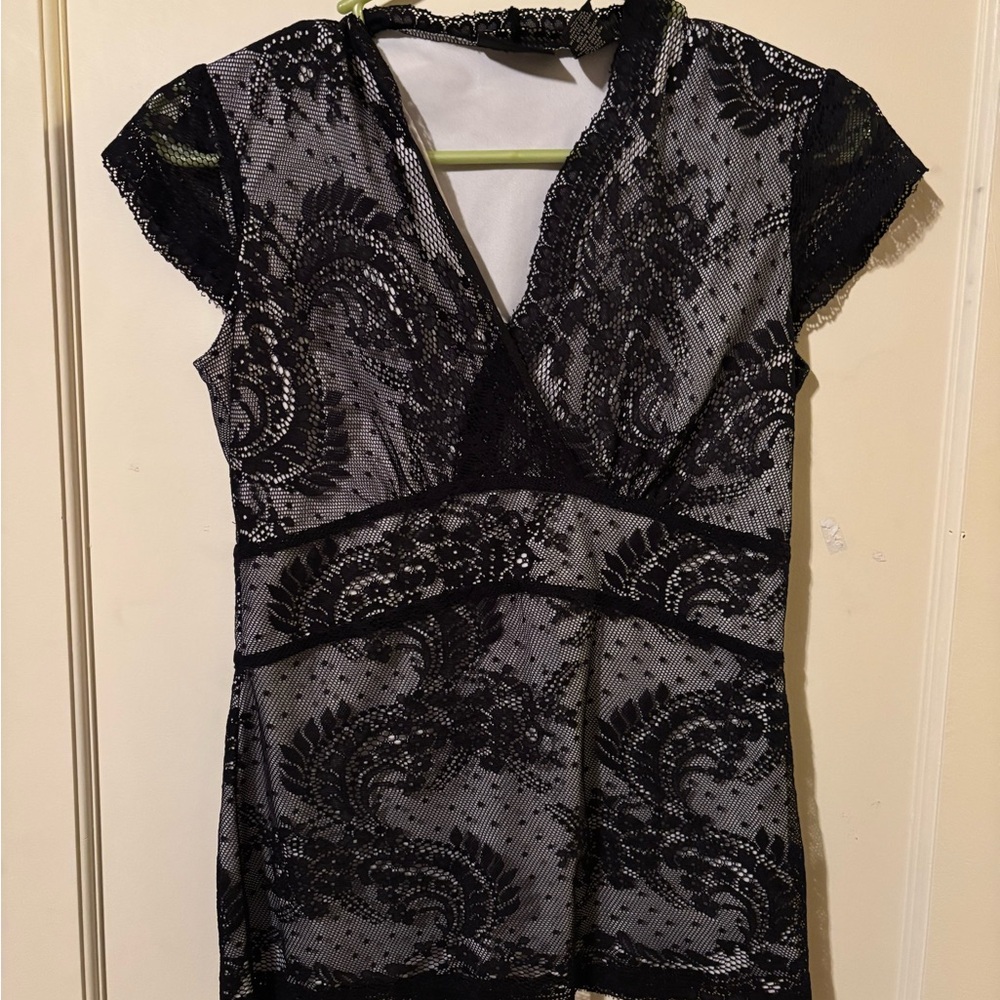 New York & Company Black Lace Blouse